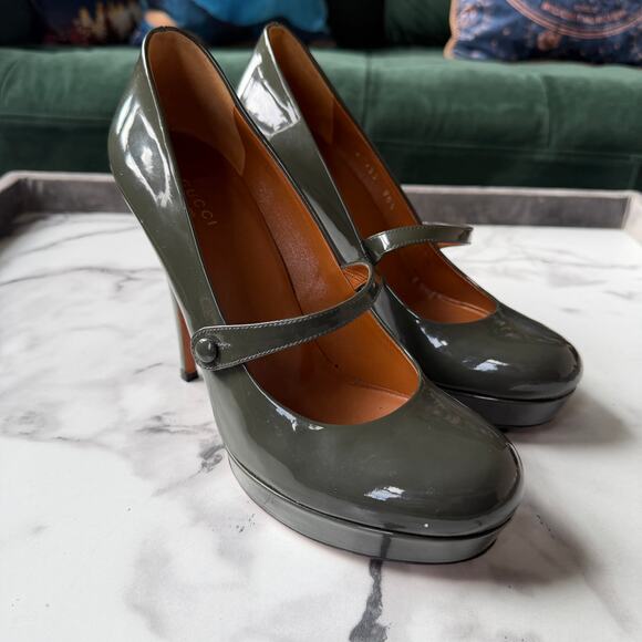 Gucci Vernice Crystal Betty Mary-Jane Platform Pumps Size 38.5 - Picture 2 of 10